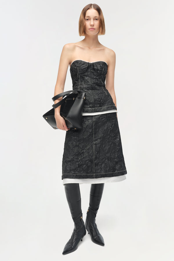 jonathan simkhai Zander Jacquard Bustier Top Black