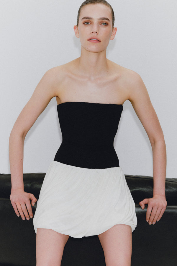 jonathan simkhai Josie Strapless Mini Dress BLACK MULTI