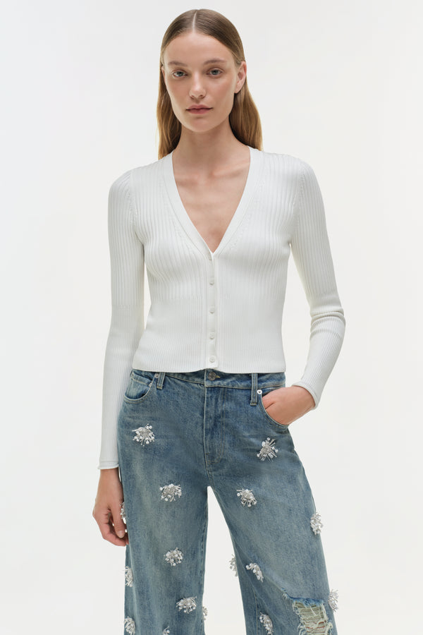 Jonathan Simkhai Jude Wide Crop Jean DISTRESSED BRICKELL