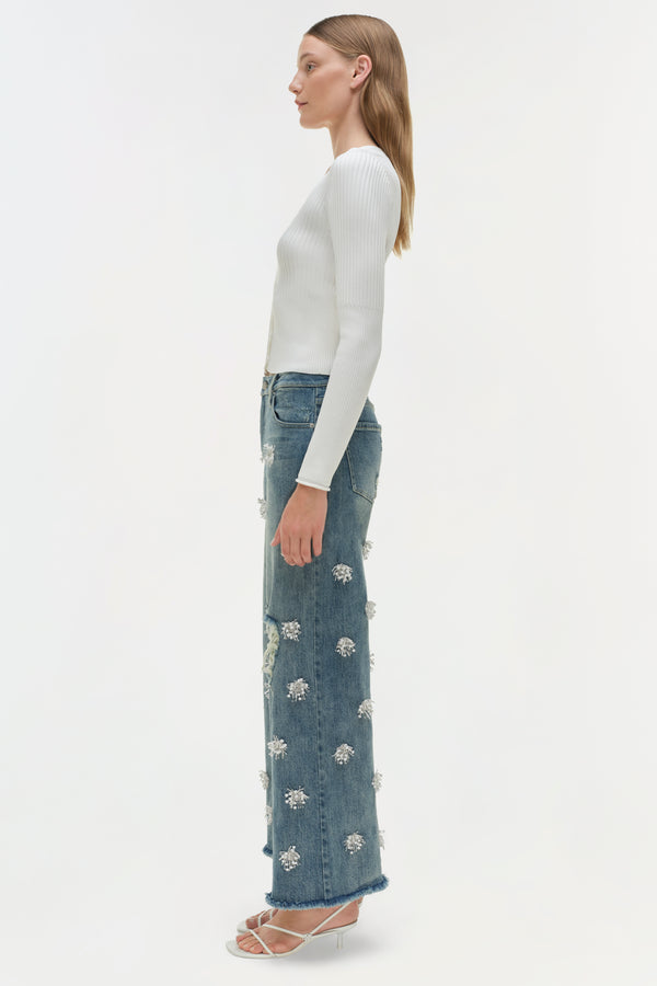 Jonathan Simkhai Jude Wide Crop Jean DISTRESSED BRICKELL