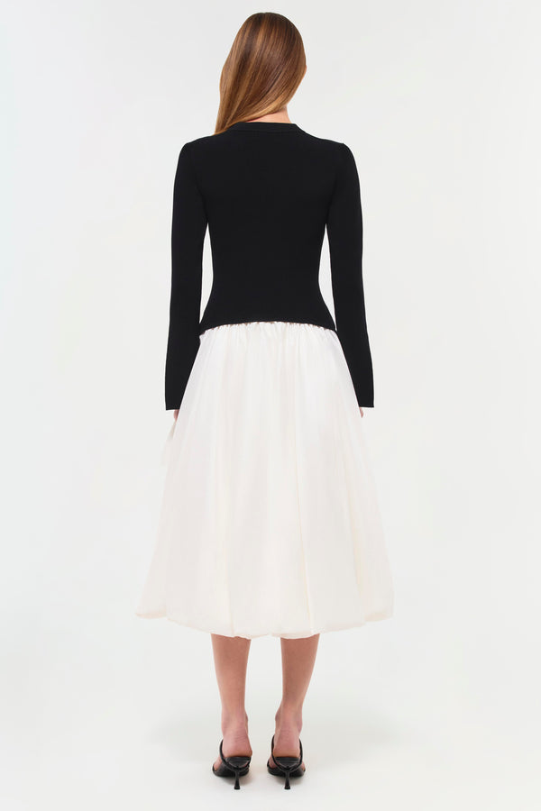 Jonathan Simkhai Kenlie Taffeta Knit Midi Dress BLACK MULTI