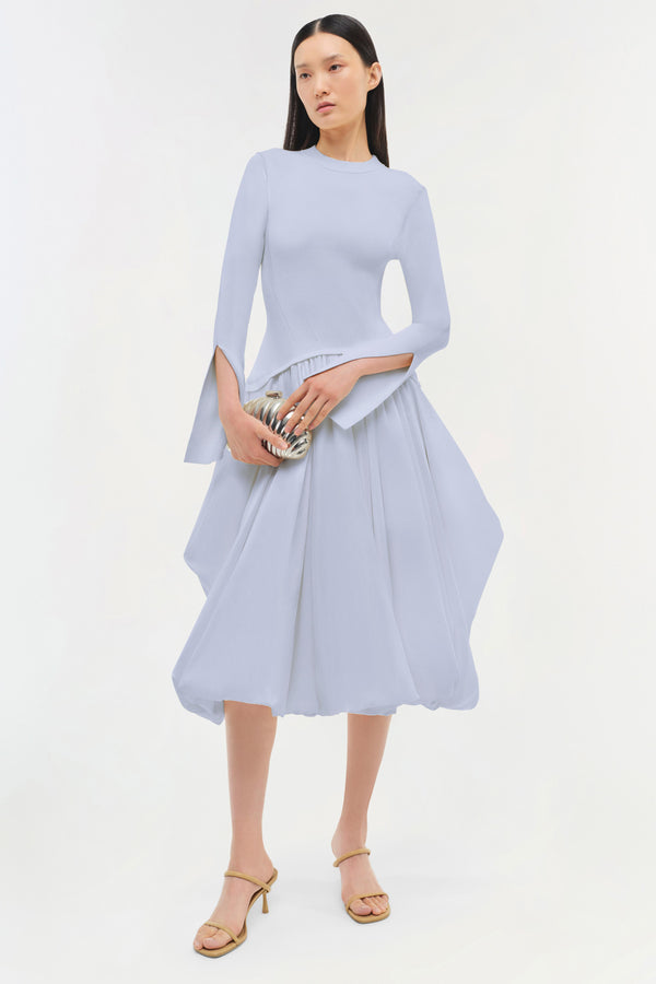 Jonathan Simkhai Kenlie Taffeta Knit Midi Dress BLUE HAZE