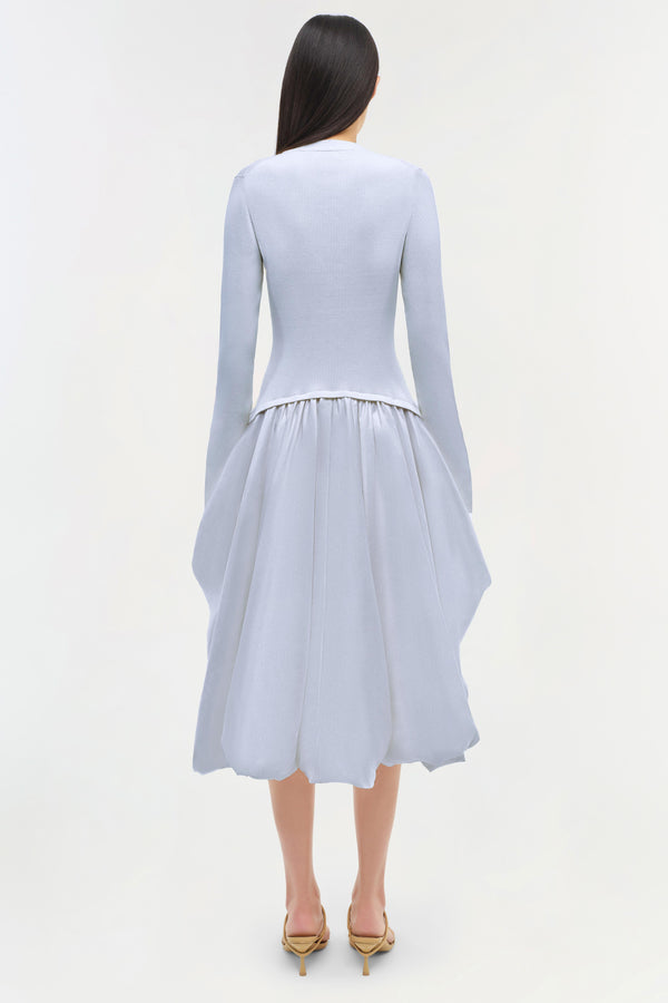 Jonathan Simkhai Kenlie Taffeta Knit Midi Dress BLUE HAZE