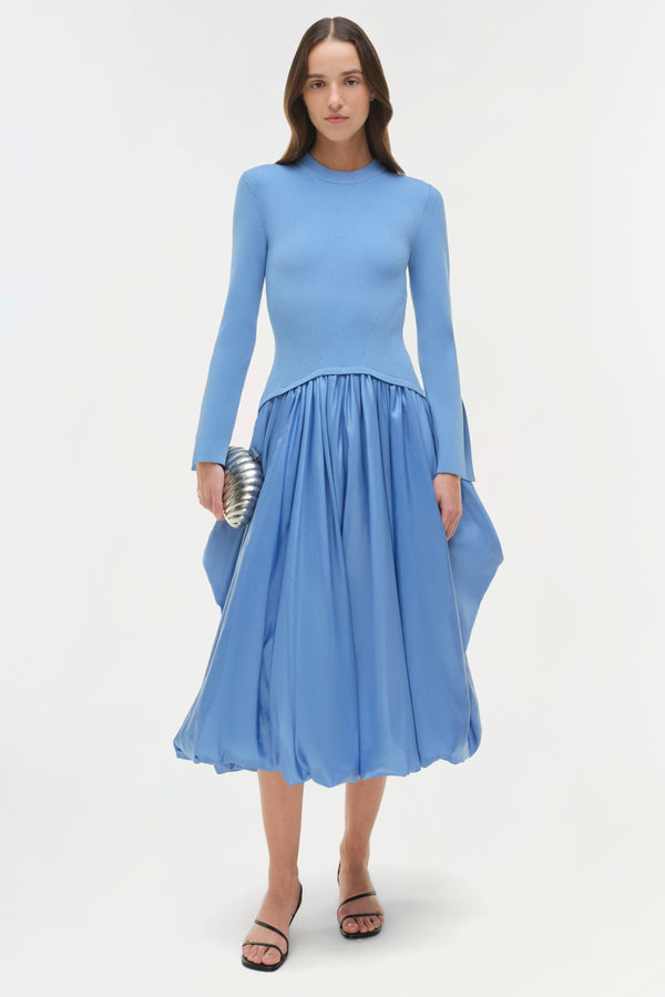 Jonathan Simkhai Kenlie Taffeta Knit Midi Dress Horizon