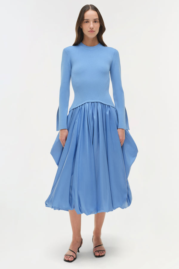 jonathan simkhai Kenlie Taffeta Knit Midi Dress Horizon
