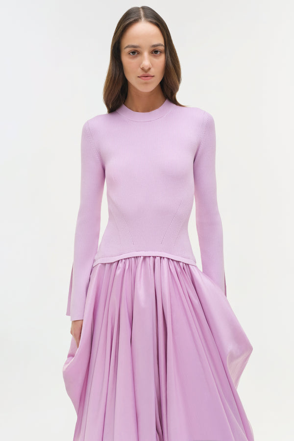 Jonathan Simkhai Kenlie Taffeta Knit Midi Dress ORCHID