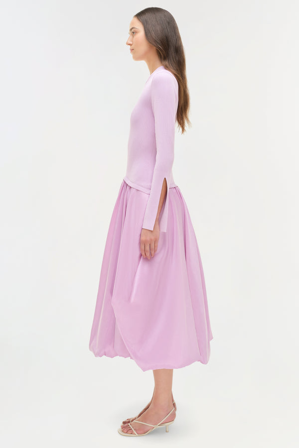 Jonathan Simkhai Kenlie Taffeta Knit Midi Dress ORCHID