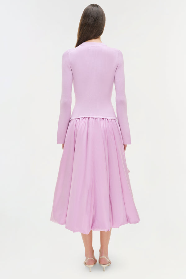 Jonathan Simkhai Kenlie Taffeta Knit Midi Dress ORCHID