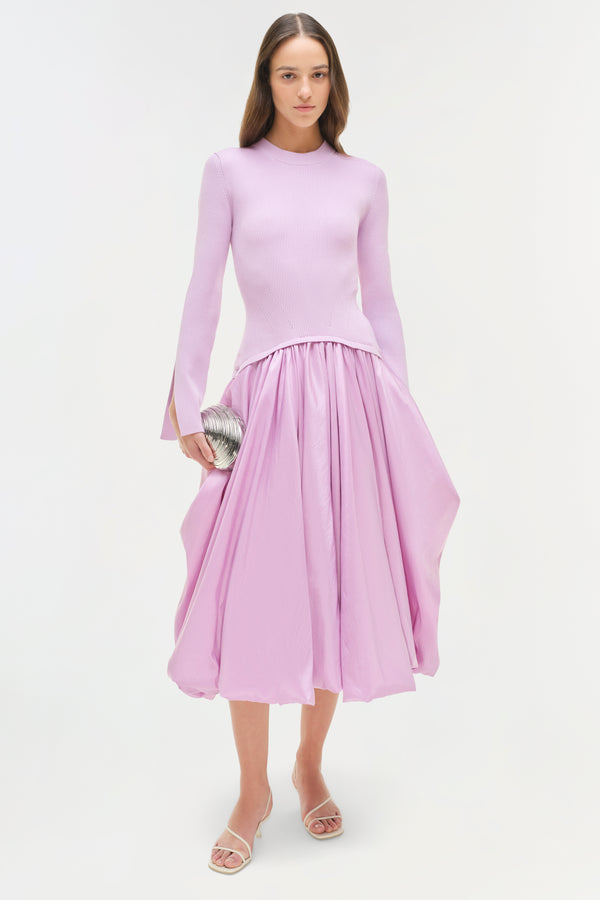 jonathan simkhai Kenlie Taffeta Knit Midi Dress ORCHID
