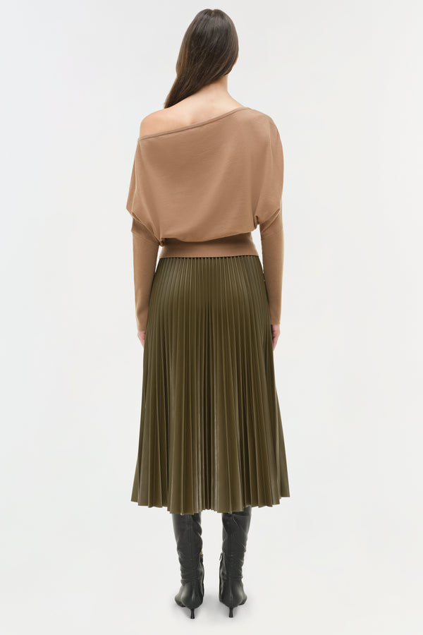 Jonathan Simkhai Kezia Vegan Leather Midi Skirt ALLIGATOR
