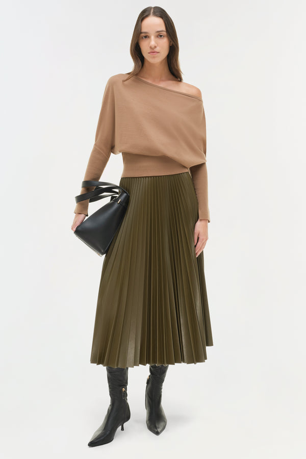 jonathan simkhai Kezia Vegan Leather Midi Skirt ALLIGATOR