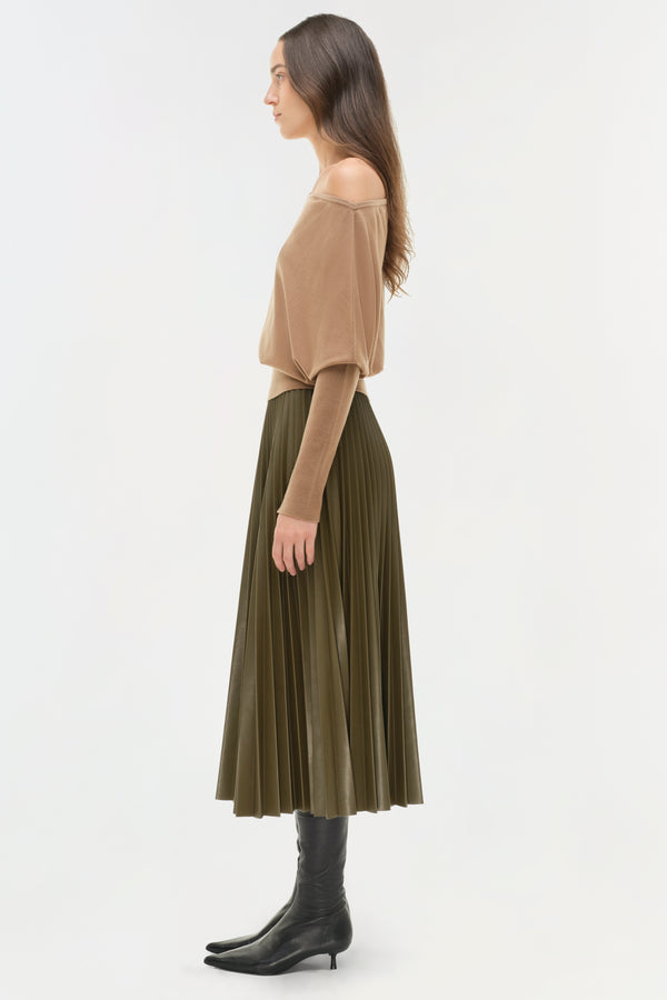 Jonathan Simkhai Kezia Vegan Leather Midi Skirt ALLIGATOR