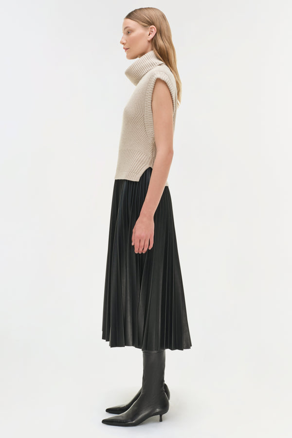 Jonathan Simkhai Kezia Vegan Leather Midi Skirt Black