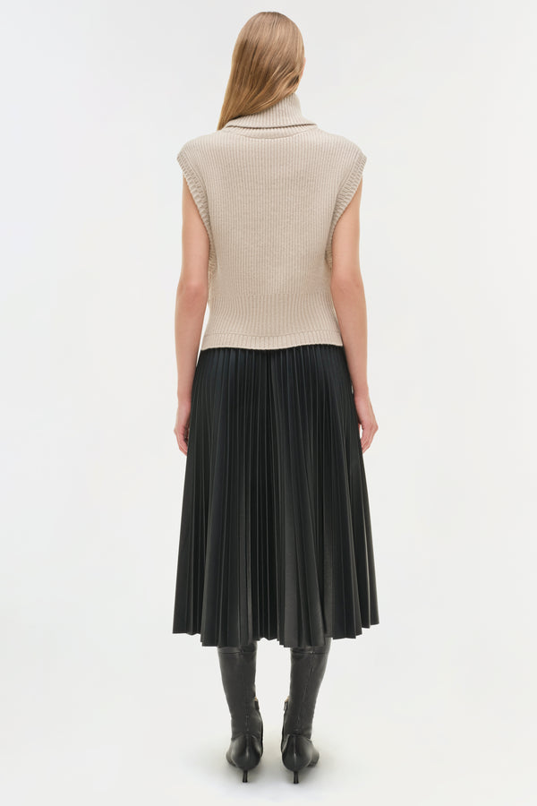 Jonathan Simkhai Kezia Vegan Leather Midi Skirt Black