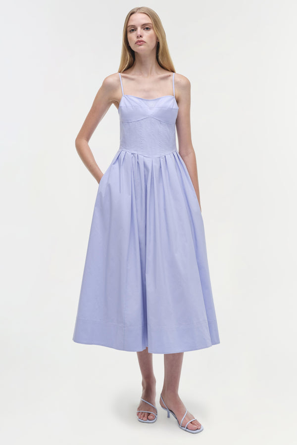 jonathan simkhai Kittiya Cotton Midi Dress French Blue