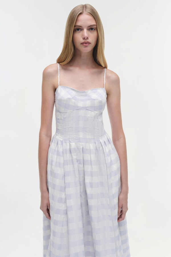 Jonathan Simkhai Kittiya Cotton Midi Dress PERIWINKLE SKY MULTI