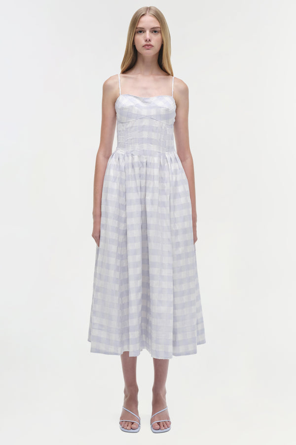 Jonathan Simkhai Kittiya Cotton Midi Dress PERIWINKLE SKY MULTI
