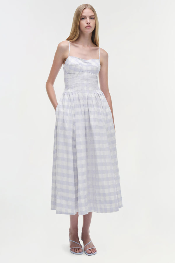 jonathan simkhai Kittiya Cotton Midi Dress PERIWINKLE SKY MULTI