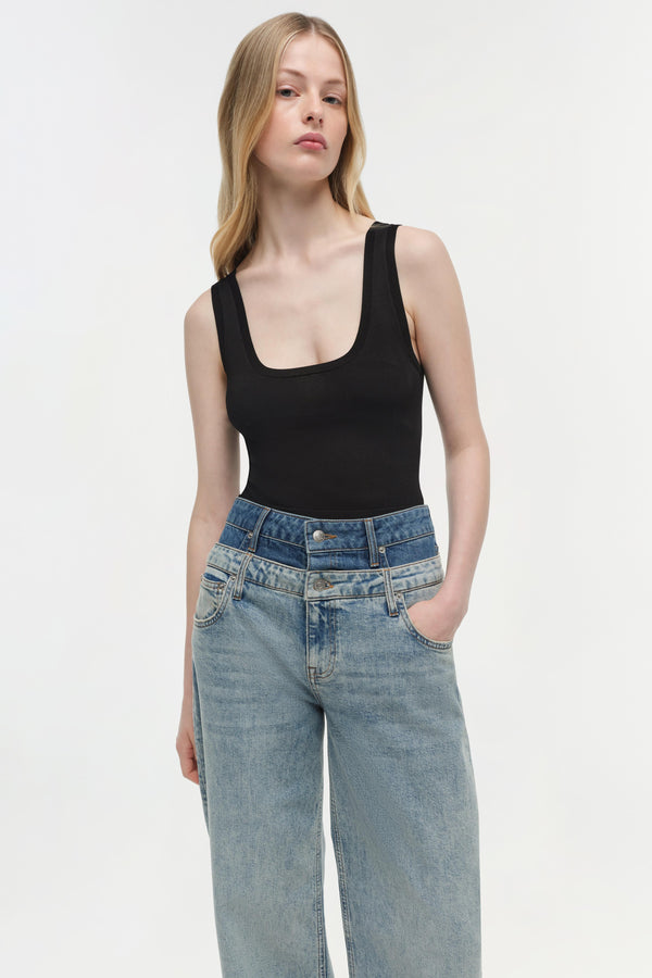 Jonathan Simkhai Kove Double Waistband Jean TWO TONE DEL MAR