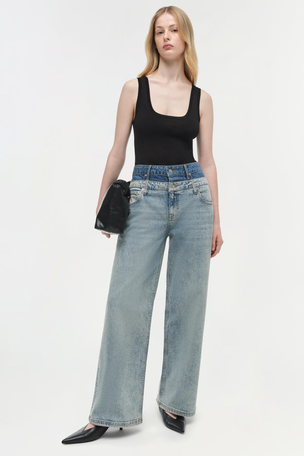 jonathan simkhai Kove Double Waistband Jean TWO TONE DEL MAR