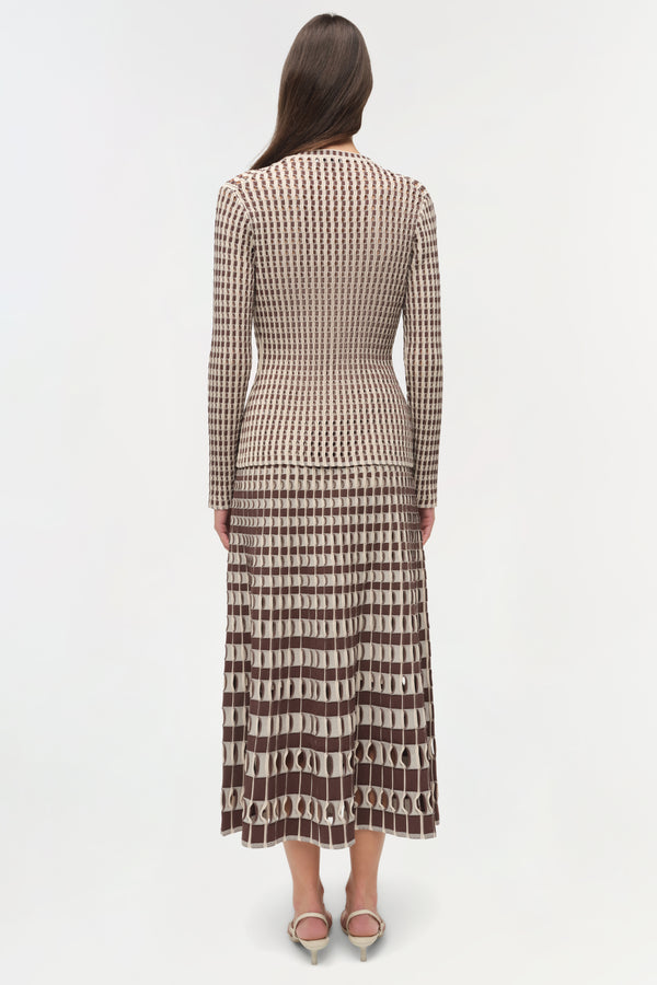Jonathan Simkhai Larken Knit Midi Skirt CHOCOLATE MULTI