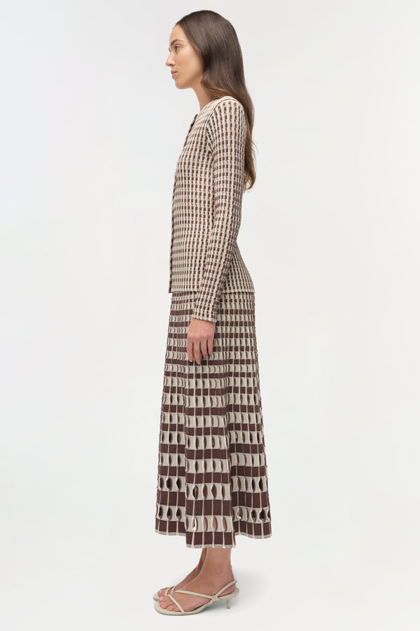 Jonathan Simkhai Larken Knit Midi Skirt CHOCOLATE MULTI