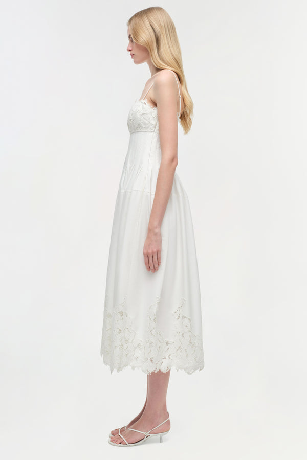 Jonathan Simkhai Lilianna Cotton Lace Midi Dress WHITE MULTI