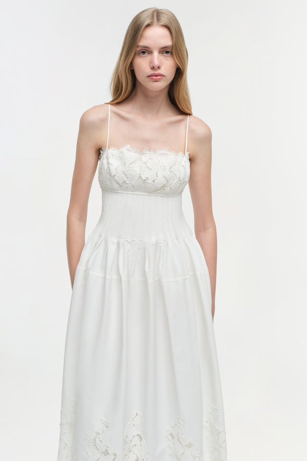 Jonathan Simkhai Lilianna Cotton Lace Midi Dress WHITE MULTI