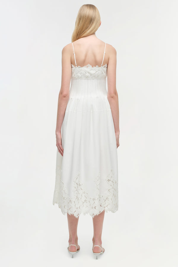 Jonathan Simkhai Lilianna Cotton Lace Midi Dress WHITE MULTI