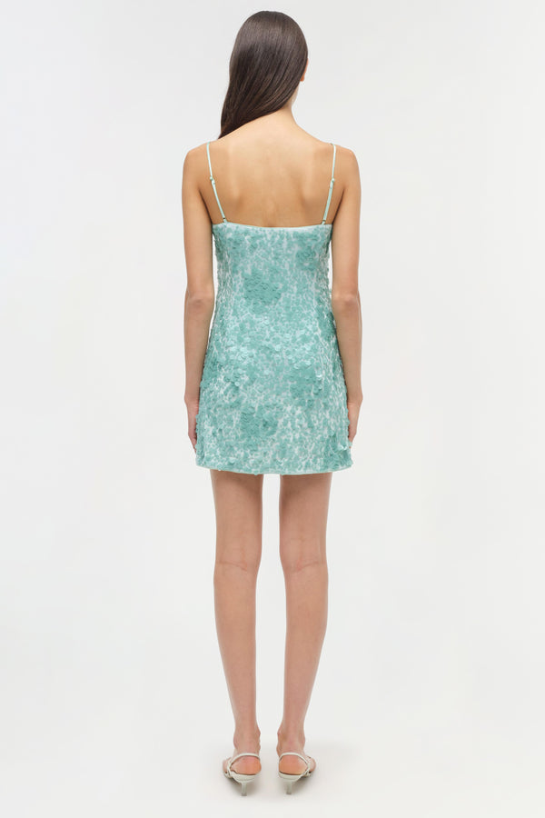 Jonathan Simkhai Lollie Embellished Mini Dress SEAFOAM