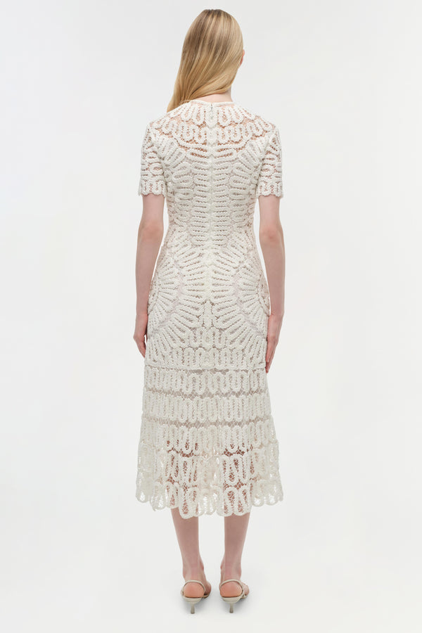 Jonathan Simkhai Lorelai Embroidered Midi Dress WHITE