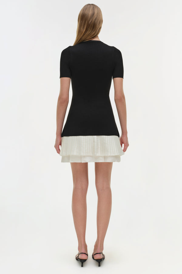 Jonathan Simkhai Lorin Taffeta Knit Midi Dress BLACK MULTI