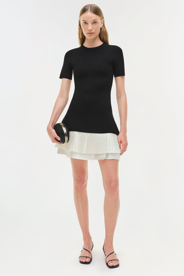 jonathan simkhai Lorin Taffeta Knit Midi Dress BLACK MULTI