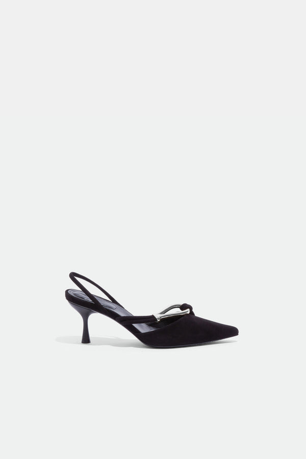 jonathan simkhai Love Knot Suede Slingback BLACK SILVER