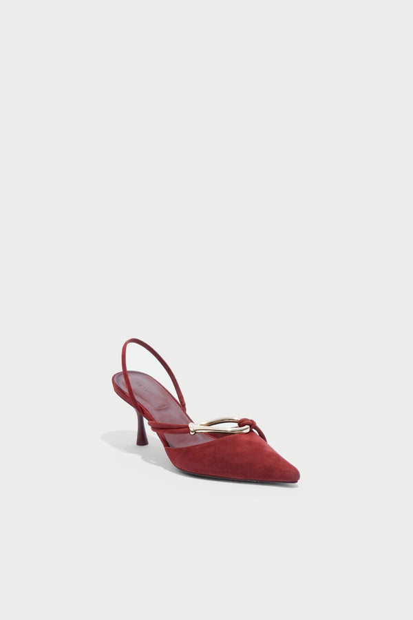 Jonathan Simkhai Love Knot Suede Slingback CRANBERRY GOLD
