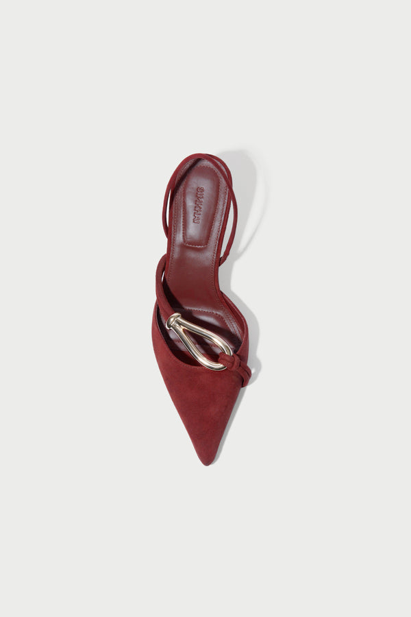 Jonathan Simkhai Love Knot Suede Slingback CRANBERRY GOLD