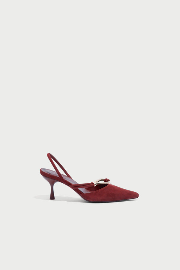 jonathan simkhai Love Knot Suede Slingback CRANBERRY GOLD