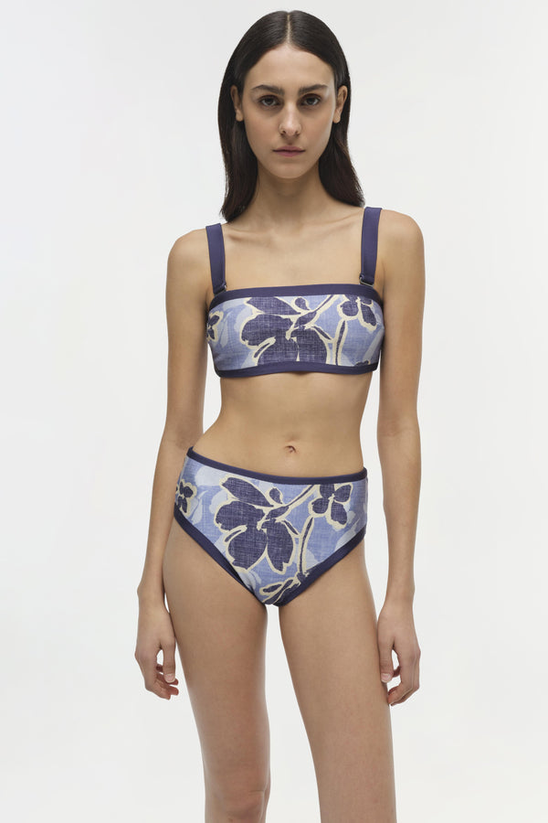 Jonathan Simkhai Luthea Bikini Top BLUE HYDRANGEA FLORAL