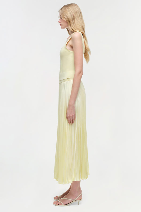 Jonathan Simkhai Melanie Pleated Midi Skirt SUNGLOW