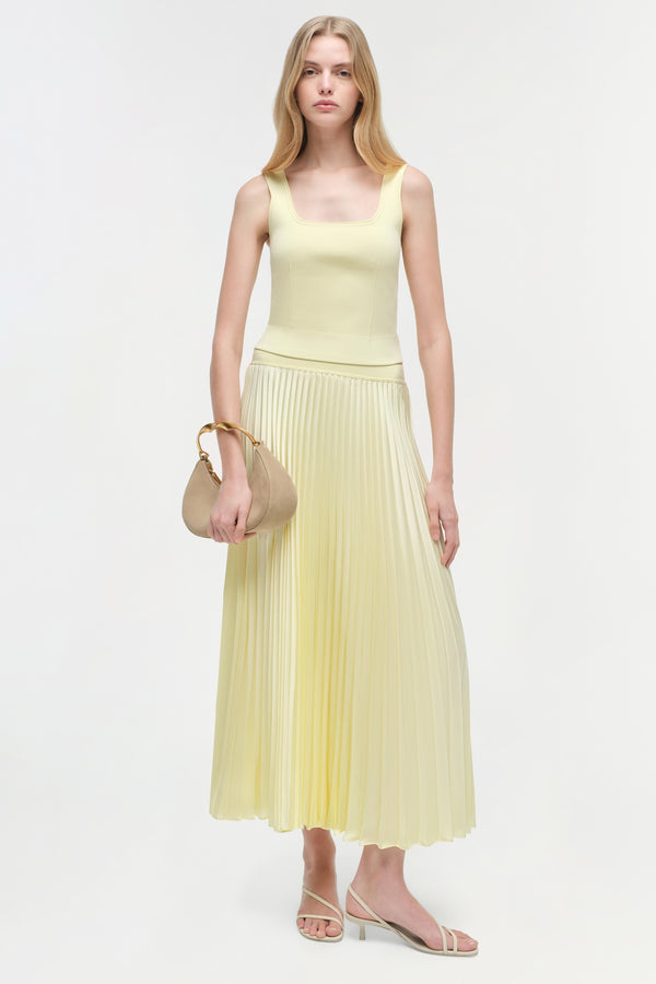 jonathan simkhai Melanie Pleated Midi Skirt SUNGLOW