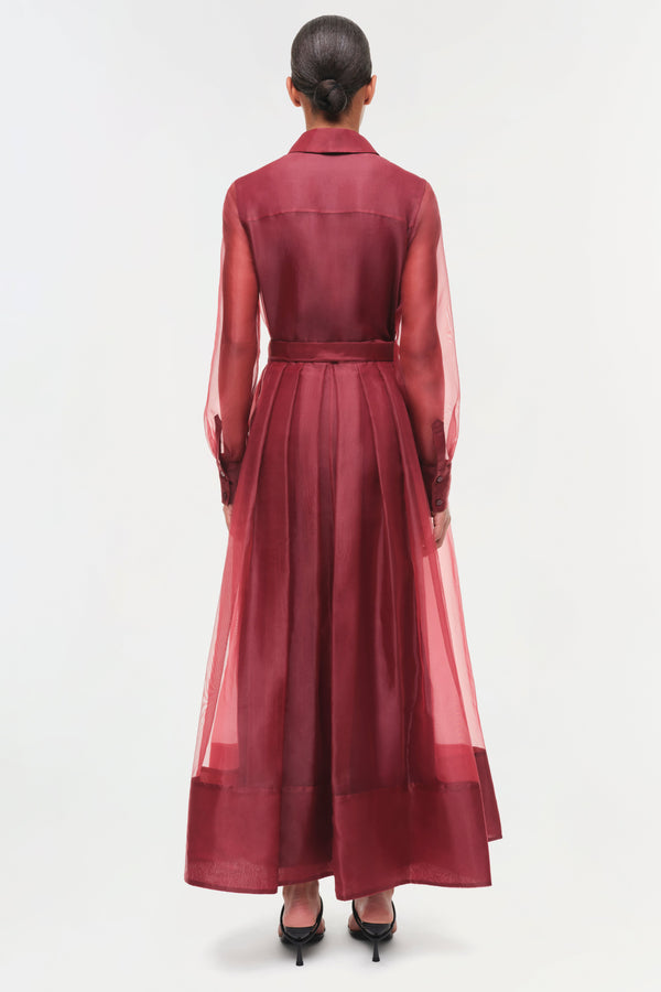 Jonathan Simkhai Montgomery Organza Belted Dress Oxblood
