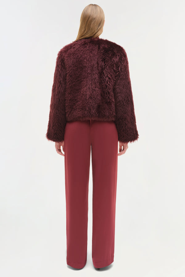 Jonathan Simkhai Natasha Shearling Jacket CRANBERRY