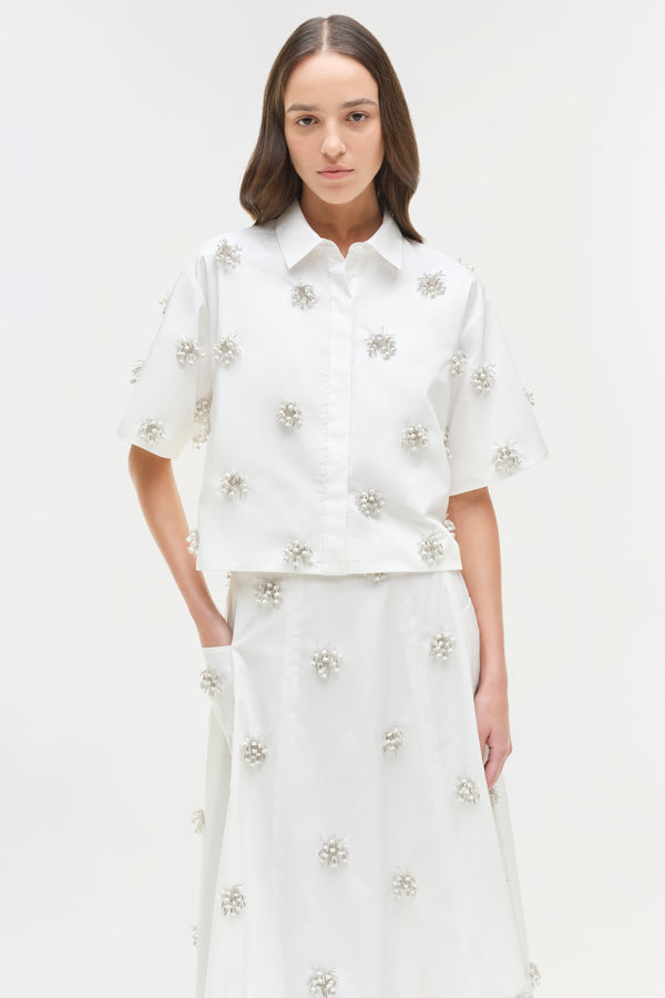Jonathan Simkhai Novanna Embellished Midi Skirt WHITE