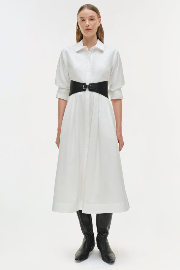 Jonathan Simkhai Olson Belted Cotton Midi Dress WHITE