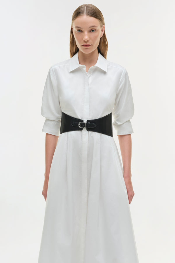 Jonathan Simkhai Olson Belted Cotton Midi Dress WHITE