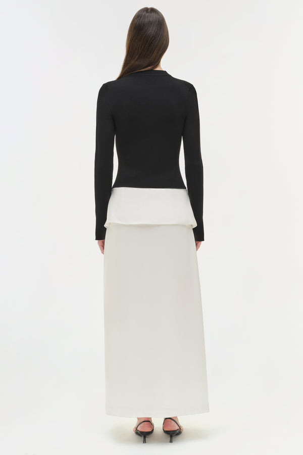 Jonathan Simkhai Ornella Knit Satin Midi Dress BLACK MULTI