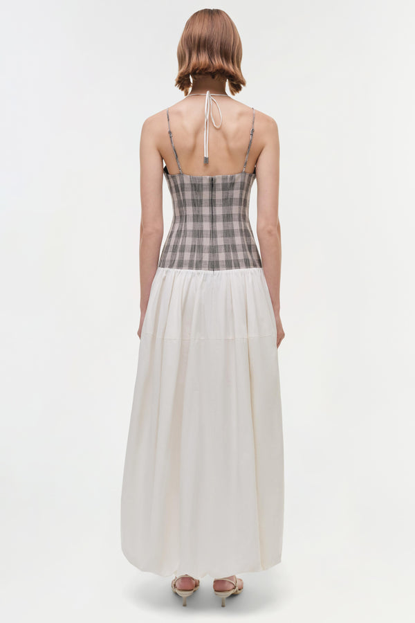 Jonathan Simkhai Pfeiffer Midi Dress MIDNIGHT GINGHAM