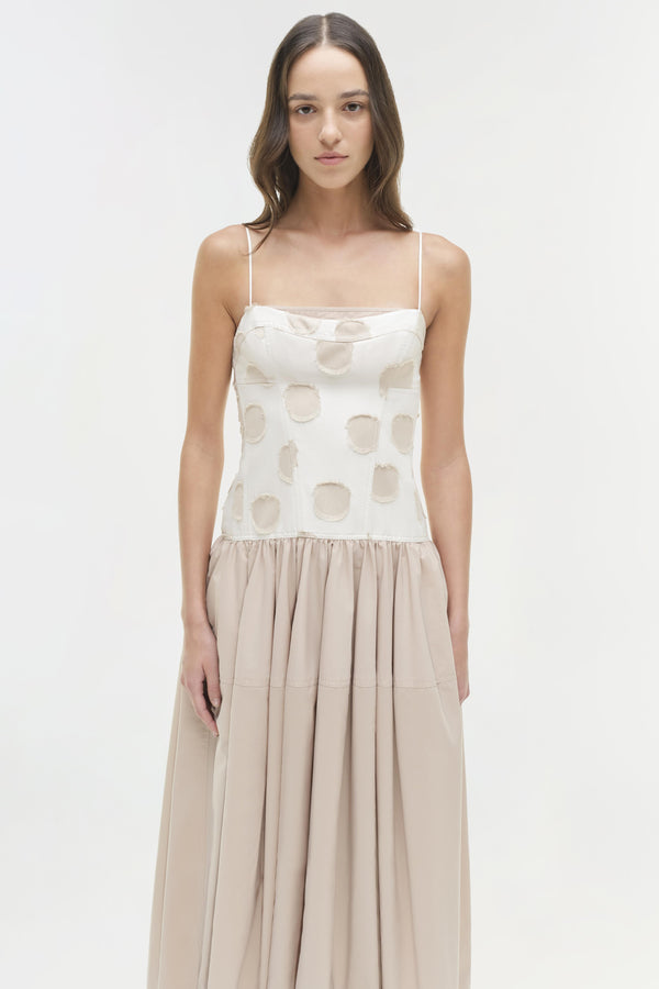 Jonathan Simkhai Pfeiffer Midi Dress SAND POLKA DOT