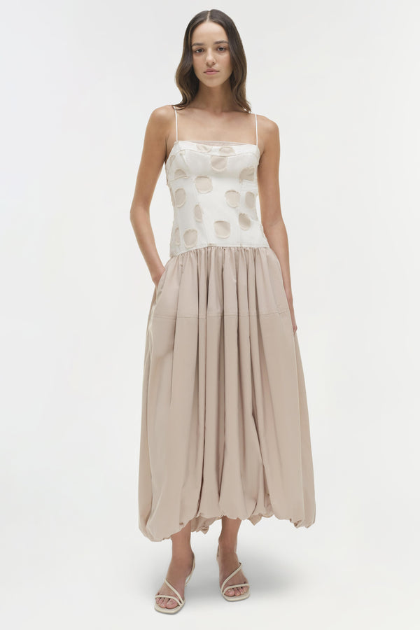 jonathan simkhai Pfeiffer Midi Dress SAND POLKA DOT
