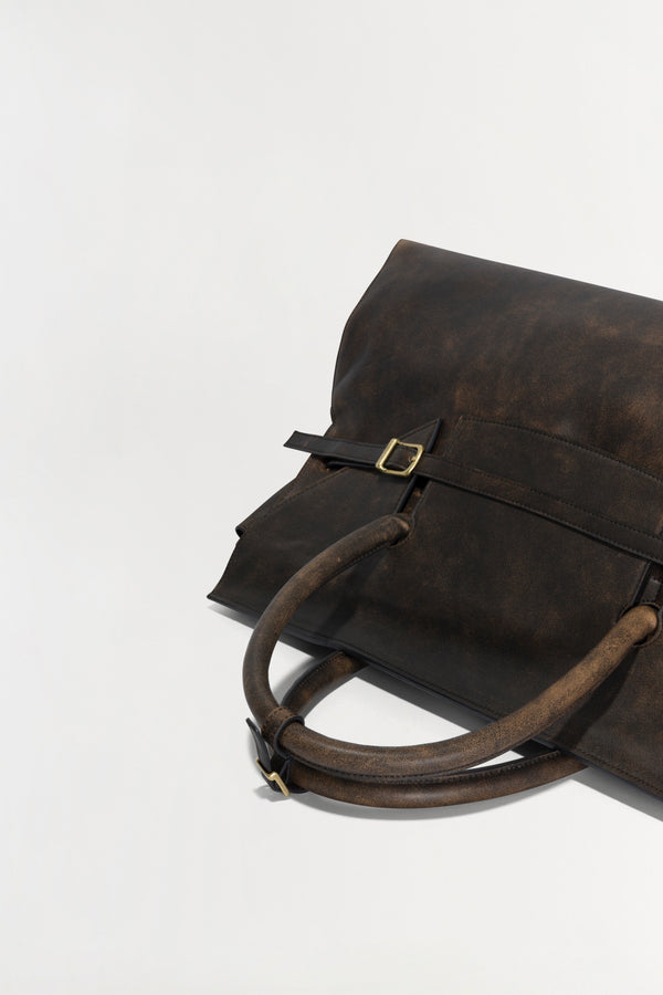 Jonathan Simkhai River Leather Weekender Tote DISTRESSED CHOCOLATE